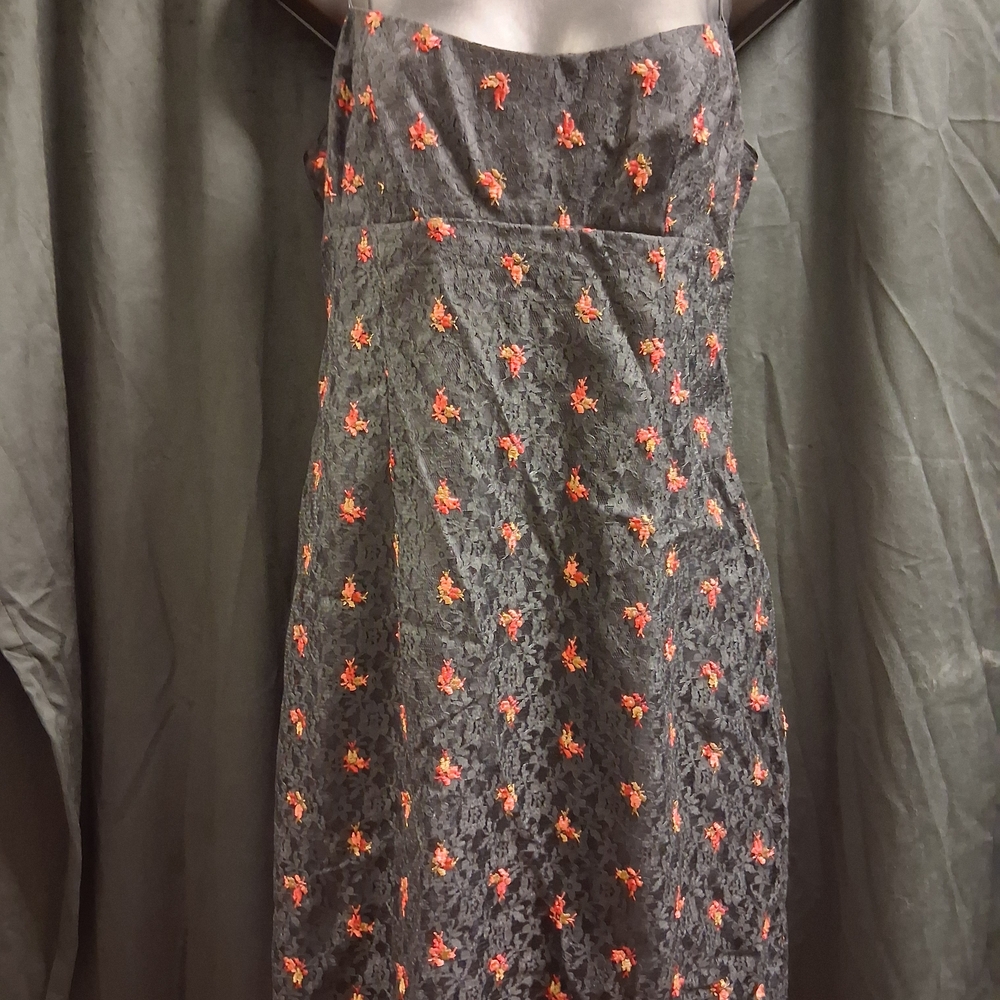 Nanette Lepore Black Dress with Pink Floral Design